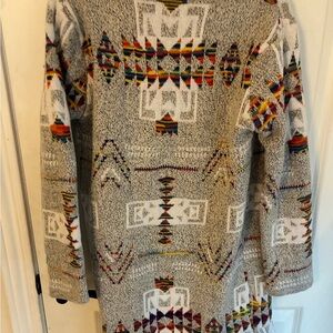 Women’s Aztec Cream Patterned Knit Sweater m  sweater oversize medium